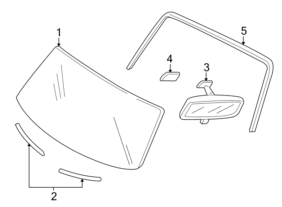 Diagram WINDSHIELD. GLASS. REVEAL MOLDINGS. for your Mazda Tribute  