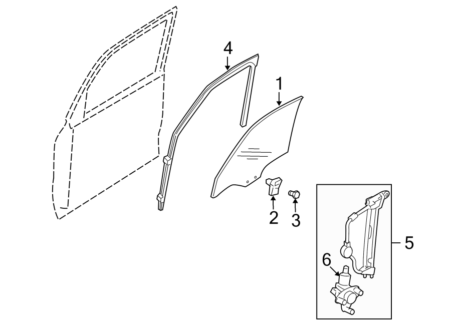 Diagram FRONT DOOR. GLASS & HARDWARE. for your 1992 Mazda Navajo   