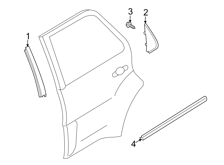 Diagram REAR DOOR. EXTERIOR TRIM. for your 2003 Mazda 6   
