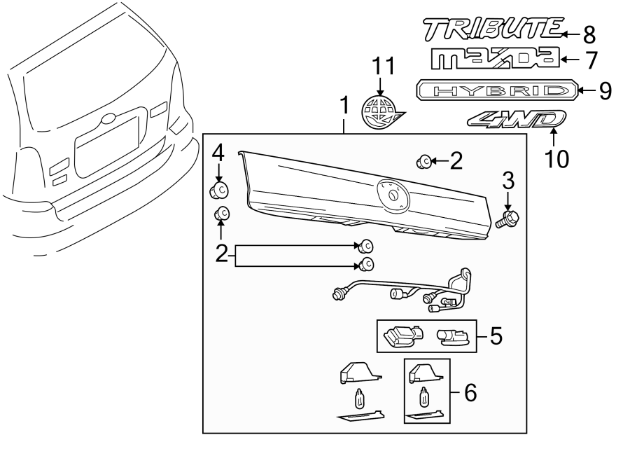 Diagram LIFT GATE. EXTERIOR TRIM. for your 2017 Mazda MX-5 Miata   