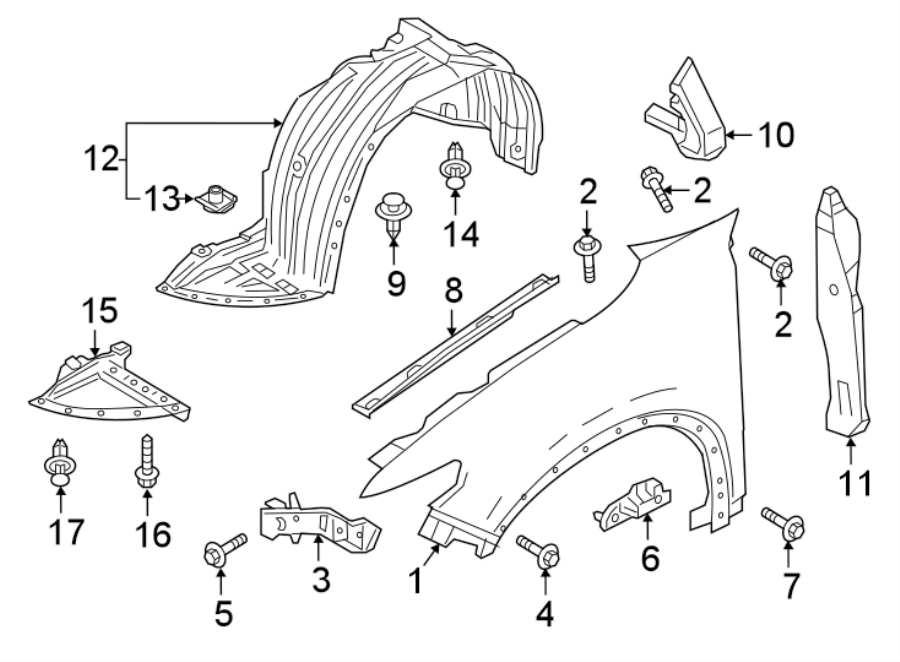 Diagram FENDER & COMPONENTS. for your 1998 Mazda Protege   