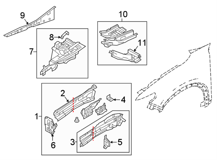 Diagram FENDER. STRUCTURAL COMPONENTS & RAILS. for your 2015 Mazda MX-5 Miata   