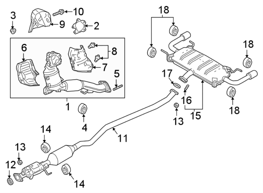 Diagram EXHAUST SYSTEM. EXHAUST COMPONENTS. for your 2009 Mazda CX-7  Touring Sport Utility 