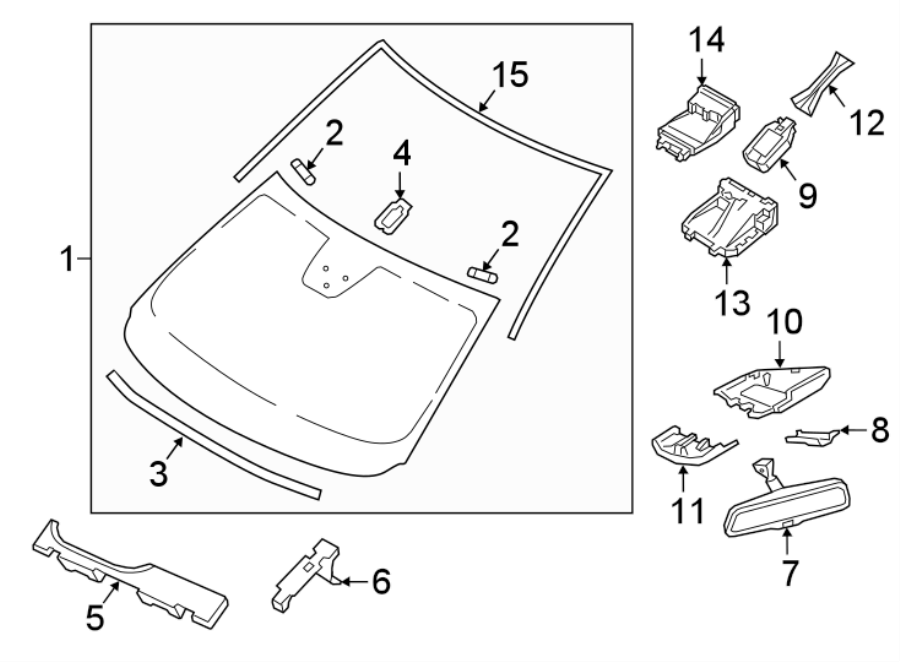 Diagram MOLDINGS. WINDSHIELD & COMPONENTS. for your 1996 Mazda