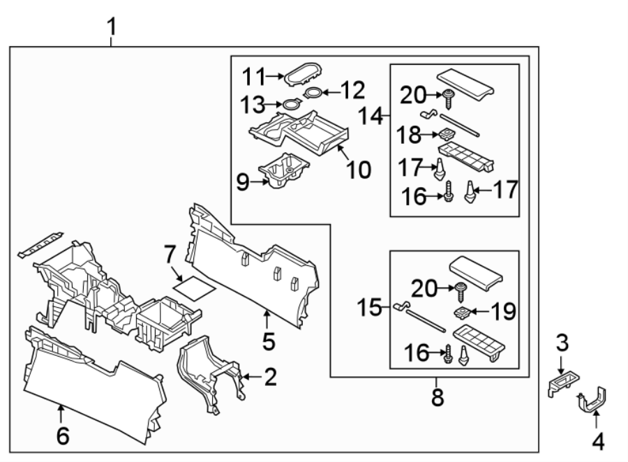 Diagram Center console. for your 2019 Mazda CX-9   