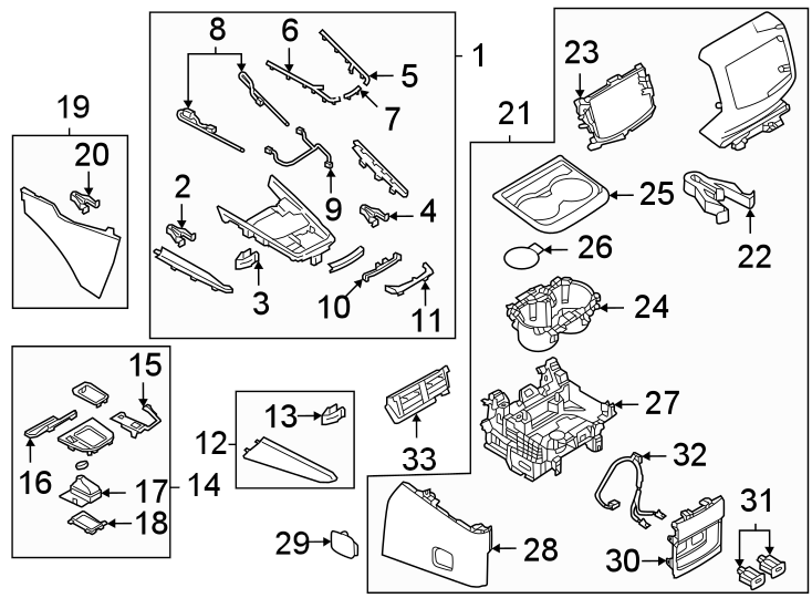 Diagram Center console. for your 2022 Mazda CX-5 2.5L SKYACTIV A/T AWD 2.5 S Carbon Edition Sport Utility 