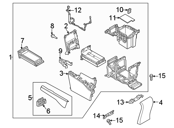 Diagram Rear console. for your 2022 Mazda CX-5 2.5L SKYACTIV A/T AWD 2.5 S Carbon Edition Sport Utility 