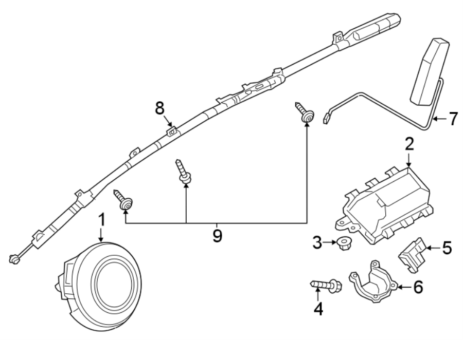 Diagram RESTRAINT SYSTEMS. AIR BAG COMPONENTS. for your Mazda