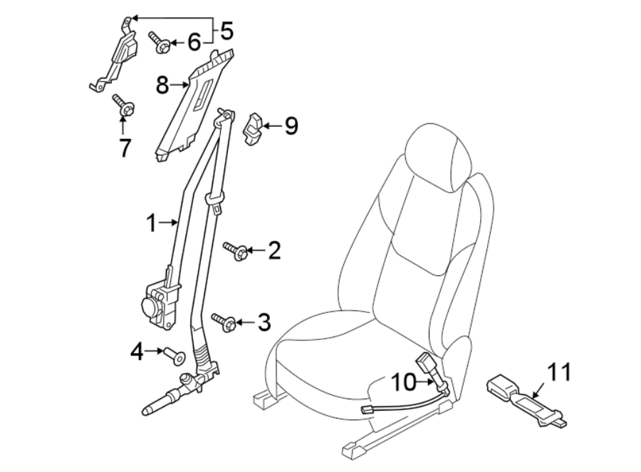 Diagram RESTRAINT SYSTEMS. FRONT SEAT BELTS. for your 2010 Mazda MX-5 Miata 2.0L M/T Sport Convertible 