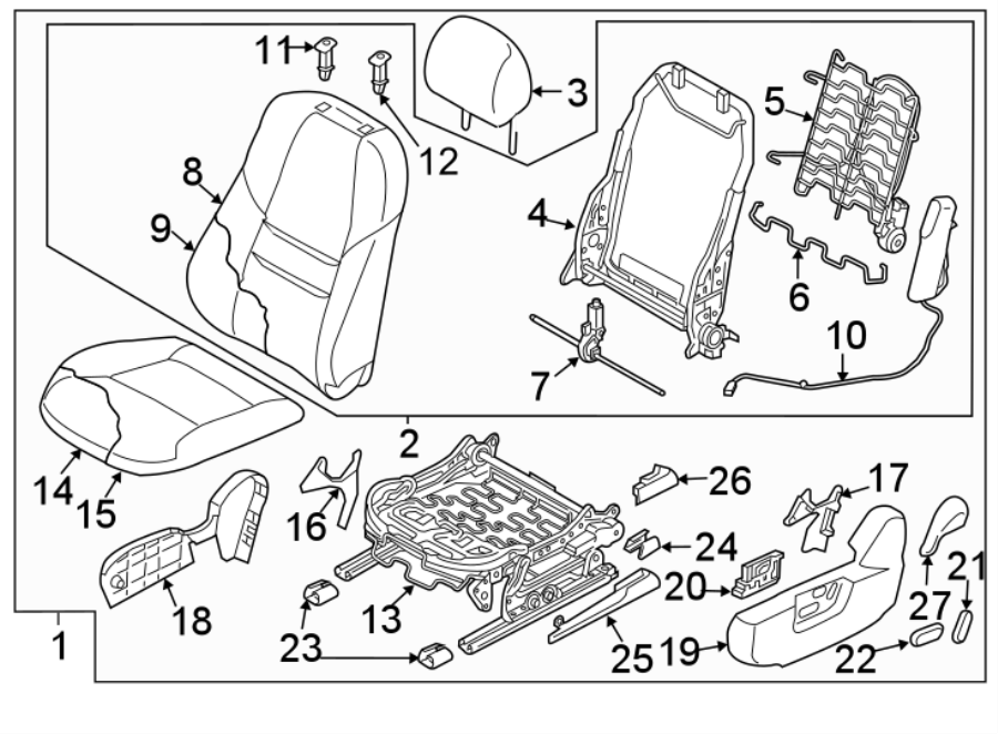 Diagram SEATS & TRACKS. DRIVER SEAT COMPONENTS. for your 1995 Mazda