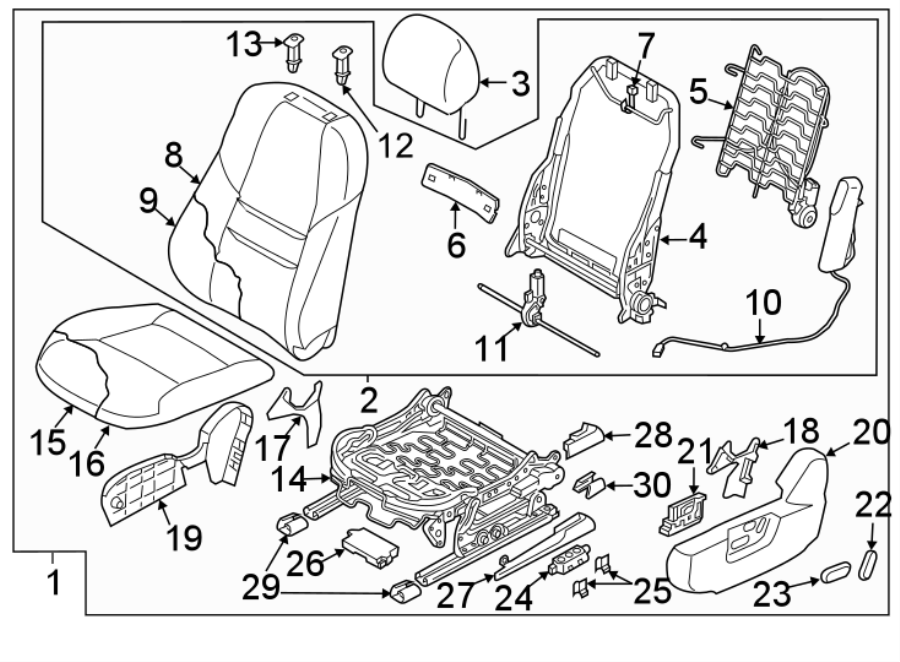 Diagram Seats & tracks. Driver seat components. for your 2019 Mazda CX-5 2.5L SKYACTIV A/T FWD Sport Sport Utility 