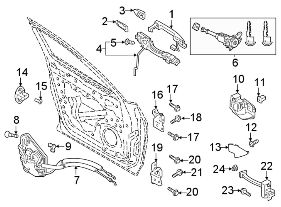 Diagram Front door. Lock & hardware. for your Mazda CX-9  