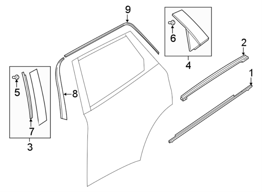 Diagram REAR DOOR. EXTERIOR TRIM. for your 2019 Mazda CX-5   