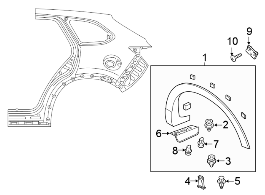 Diagram QUARTER PANEL. EXTERIOR TRIM. for your Mazda