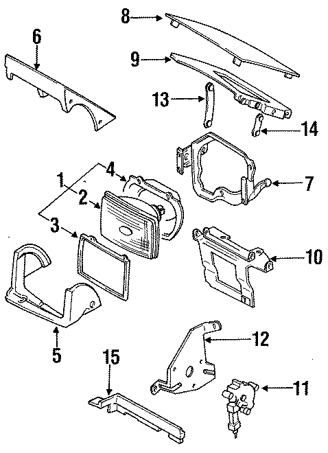 Diagram FRONT LAMPS. HEADLAMP COMPONENTS. for your Mazda