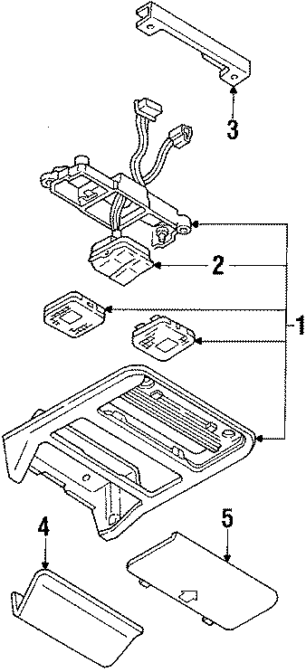 Diagram ROOF & BACK GLASS. OVERHEAD CONSOLE. for your 1991 Mazda 626   