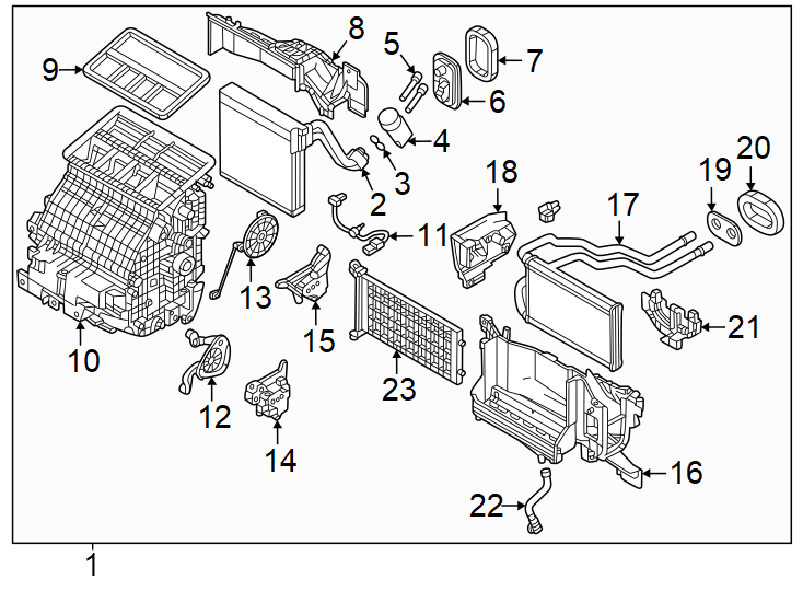 Diagram Air conditioner & heater. Evaporator & heater components. for your 2015 Mazda MX-5 Miata   