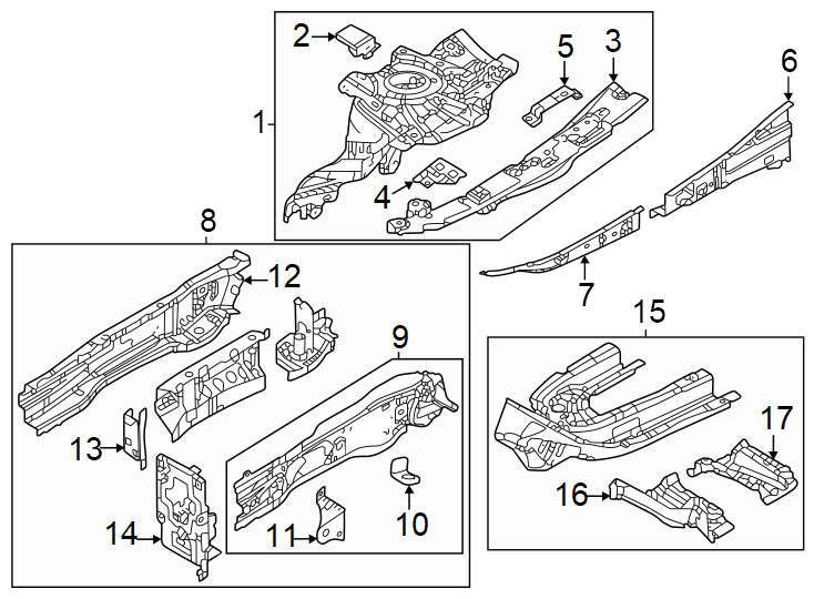 Diagram Fender. Structural components & rails. for your 2015 Mazda MX-5 Miata   