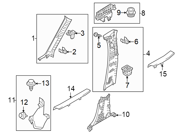 Diagram Pillars. Rocker & floor. Interior trim. for your 2005 Mazda Tribute   