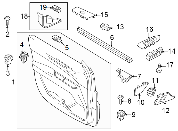 Diagram Front door. Interior trim. for your Mazda