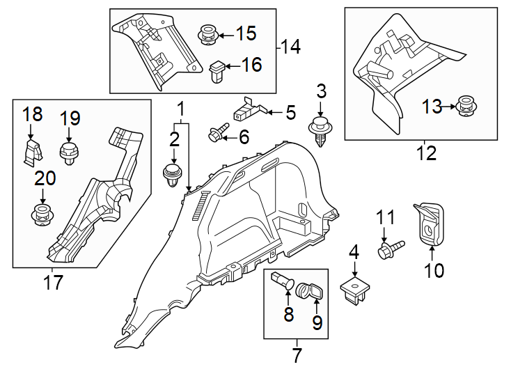 Diagram Quarter panel. Interior trim. for your Mazda