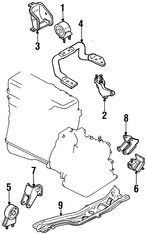 Diagram ENGINE / TRANSAXLE. ENGINE MOUNTING. for your 1991 Mazda Navajo   