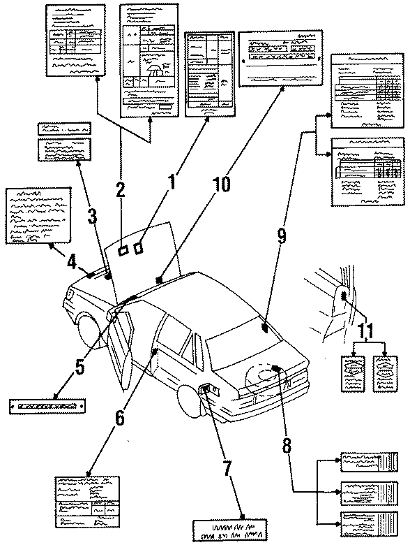 Diagram INFORMATION LABELS. for your Mazda 323  