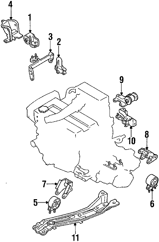 Diagram ENGINE / TRANSAXLE. ENGINE MOUNTING. for your 1991 Mazda Navajo   