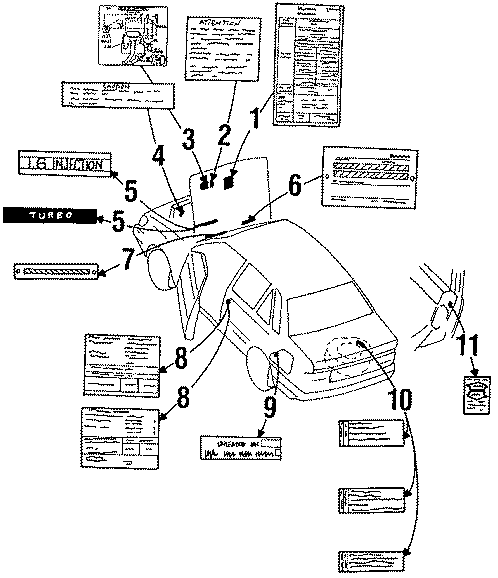 Diagram INFORMATION LABELS. for your Mazda 323  