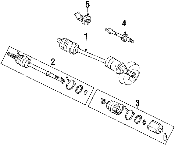 Diagram WHEELS & FRONT SUSPENSION. AXLE SHAFT. for your 1990 Mazda MX-6  GT Coupe 