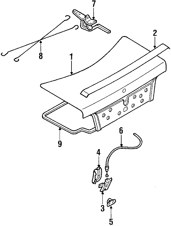 Diagram TRUNK LID. for your 1990 Mazda MX-6   