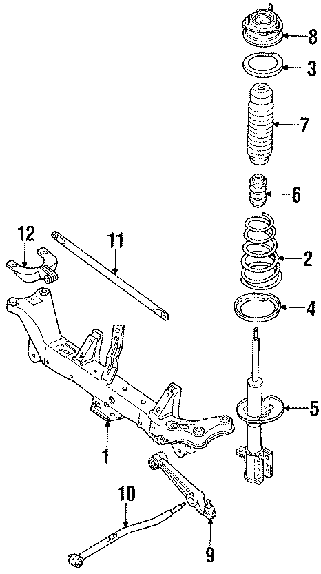 Diagram REAR SUSPENSION. STRUTS & SUSPENSION COMPONENTS. for your 1990 Mazda MX-6  GT Coupe 