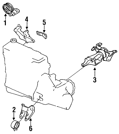 Diagram ENGINE / TRANSAXLE. ENGINE & TRANS MOUNTING. for your 1991 Mazda Navajo   