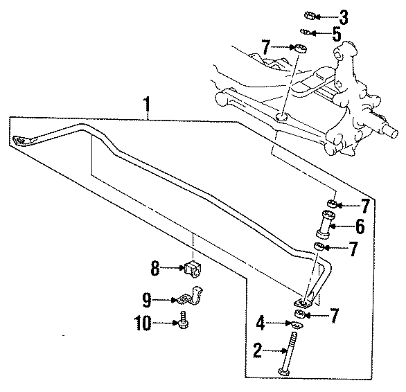 Diagram REAR SUSPENSION. STABILIZER BAR & COMPONENTS. for your 1997 Mazda MX-6   