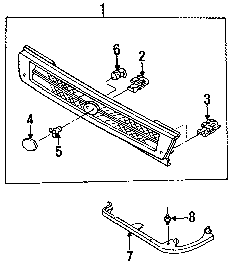 Diagram GRILLE & COMPONENTS. for your 2007 Mazda MX-5 Miata   