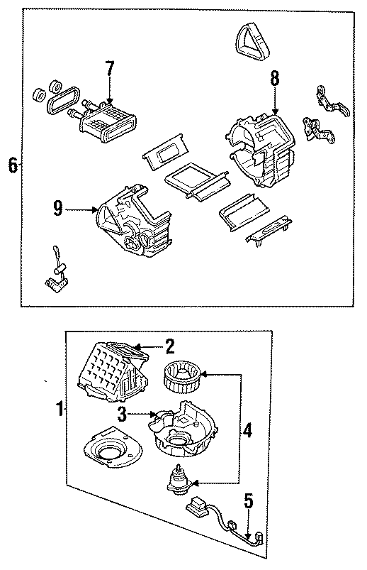 Diagram AIR CONDITIONER & HEATER. HEATER COMPONENTS. for your 1994 Mazda MX-6   