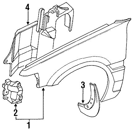 Diagram EXTERIOR TRIM. FENDER & COMPONENTS. for your 1993 Mazda MX-3 1.8L V6 M/T GS Coupe 