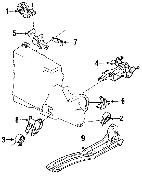 Diagram ENGINE / TRANSAXLE. ENGINE & TRANS MOUNTING. for your 1991 Mazda Navajo   