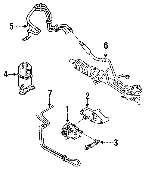 Diagram PUMP & HOSES. for your 1989 Mazda B2600  Base Standard Cab Pickup Fleetside 