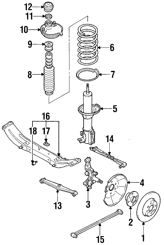 Diagram REAR SUSPENSION. SUSPENSION COMPONENTS. for your Mazda Protege  