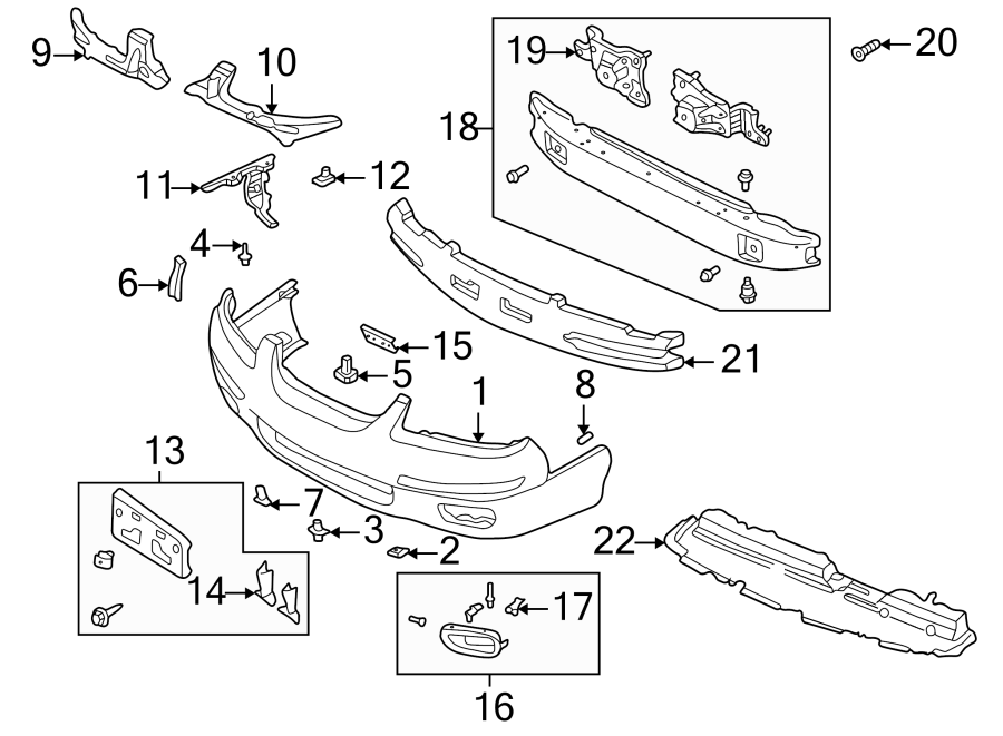 Diagram FRONT BUMPER. BUMPER & COMPONENTS. for your 2024 Mazda MX-5 Miata   