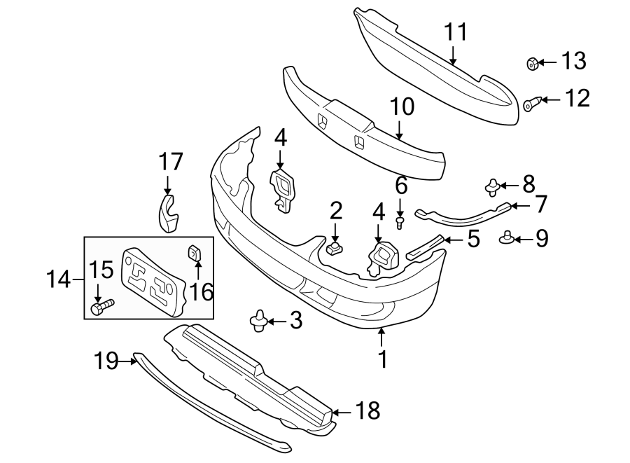 Diagram FRONT BUMPER. BUMPER & COMPONENTS. for your 2024 Mazda MX-5 Miata   