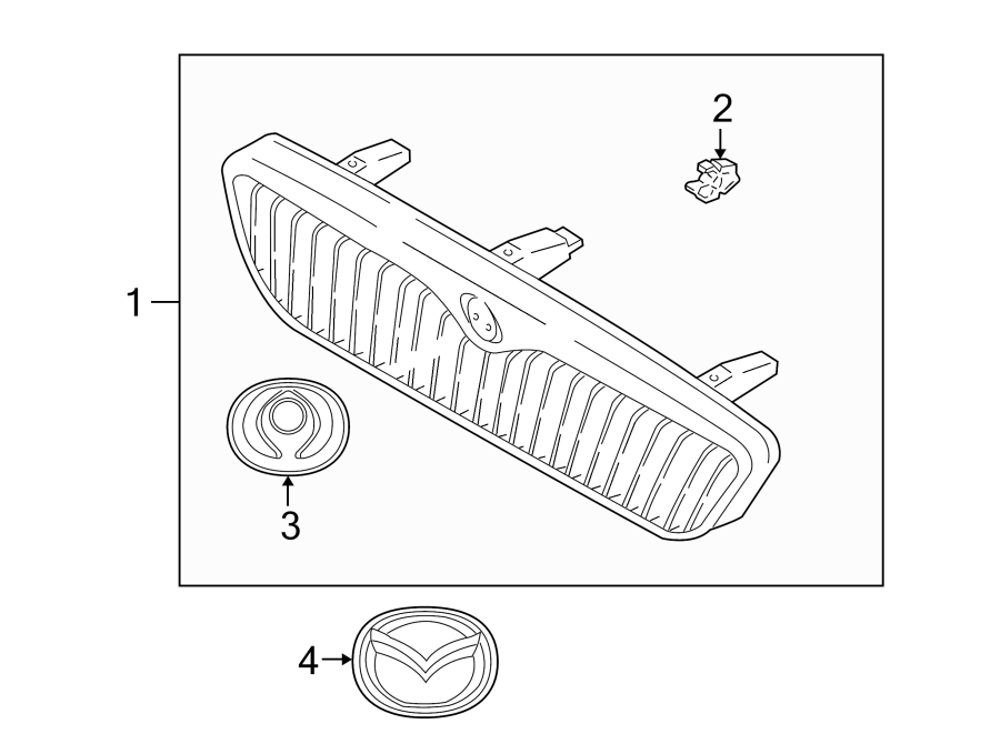 Diagram GRILLE & COMPONENTS. for your 2009 Mazda MX-5 Miata   