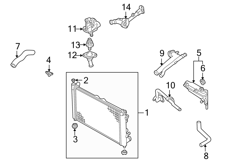 Diagram RADIATOR & COMPONENTS. for your 1996 Mazda