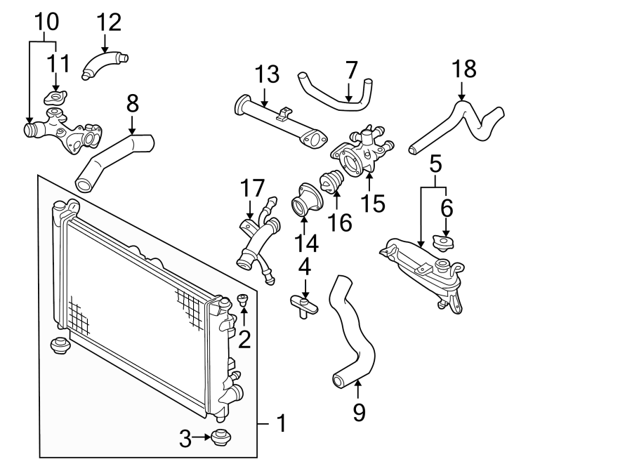 Diagram RADIATOR & COMPONENTS. for your 1999 Mazda 626  LX Sedan 