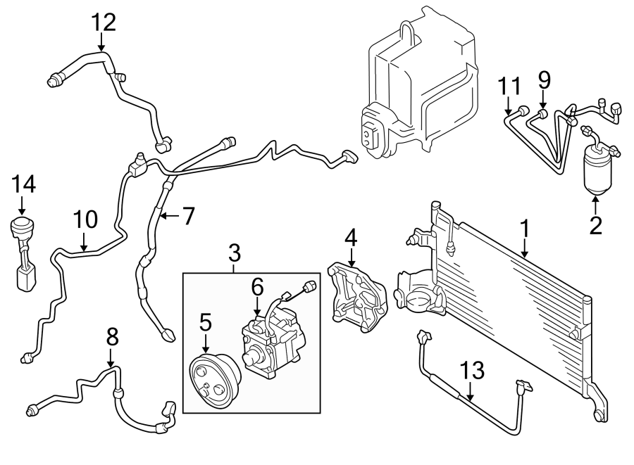 Diagram AIR CONDITIONER & HEATER. COMPRESSOR & LINES. for your 2001 Mazda Tribute   