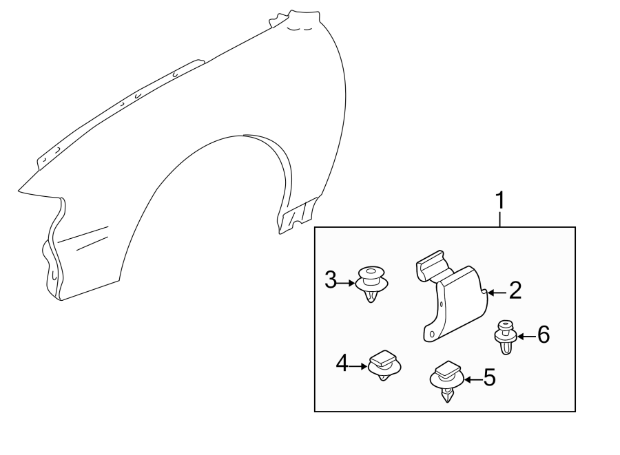 Diagram FENDER. EXTERIOR TRIM. for your Mazda