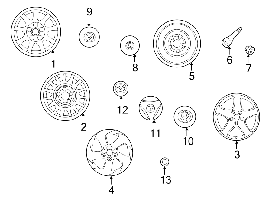 Diagram WHEELS. COVERS & TRIM. for your 2024 Mazda CX-5   