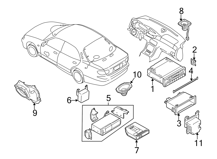 Diagram INSTRUMENT PANEL. SOUND SYSTEM. for your Mazda Millenia  