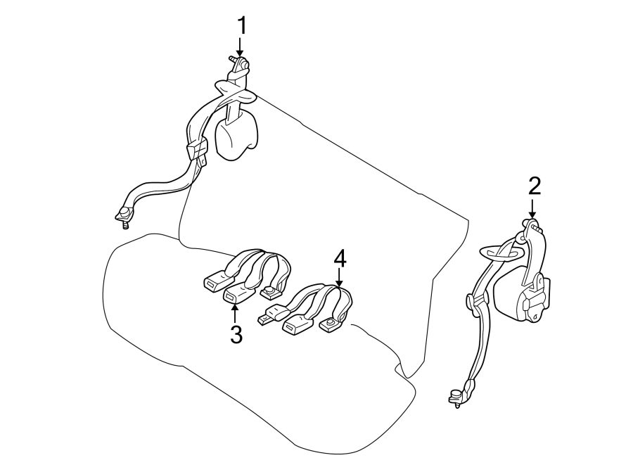 Diagram RESTRAINT SYSTEMS. REAR SEAT BELTS. for your Mazda Millenia  